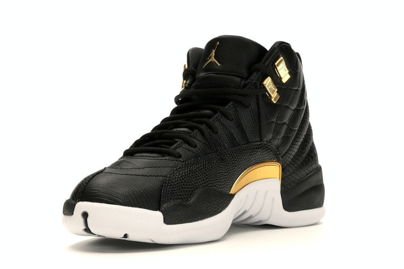 Jordan 12 Retro Black Metallic Gold White (Women's)