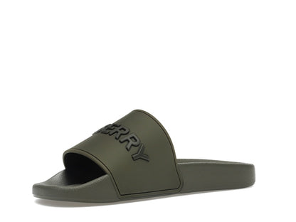 Burberry Embossed Logo Slides Dark Fern Green Black