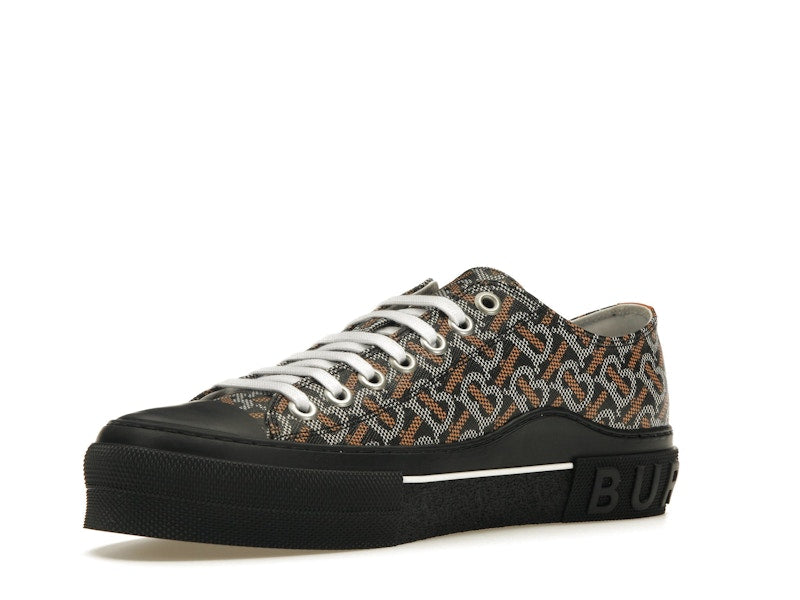 Burberry Monogram Pattern Low Top Black Orange Canvas