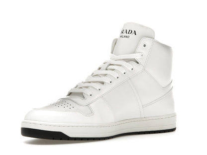 Prada Downtown High Top Sneakers Leather White White Black
