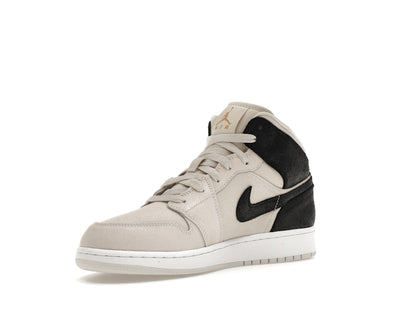 Jordan 1 Mid Light Bone Metallic Gold Black (GS)