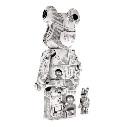 Bearbrick Doraemon (Comic Ver.) 100% & 400% Set Black & White