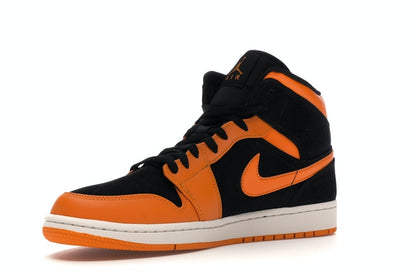 Jordan 1 Mid Black Orange Peel