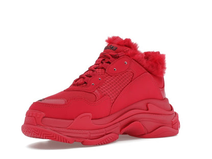 Balenciaga Triple S Faux Fur Burgundy