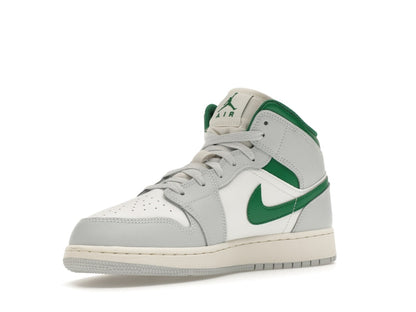 Jordan 1 Mid White Pure Platinum Pine Green (GS)