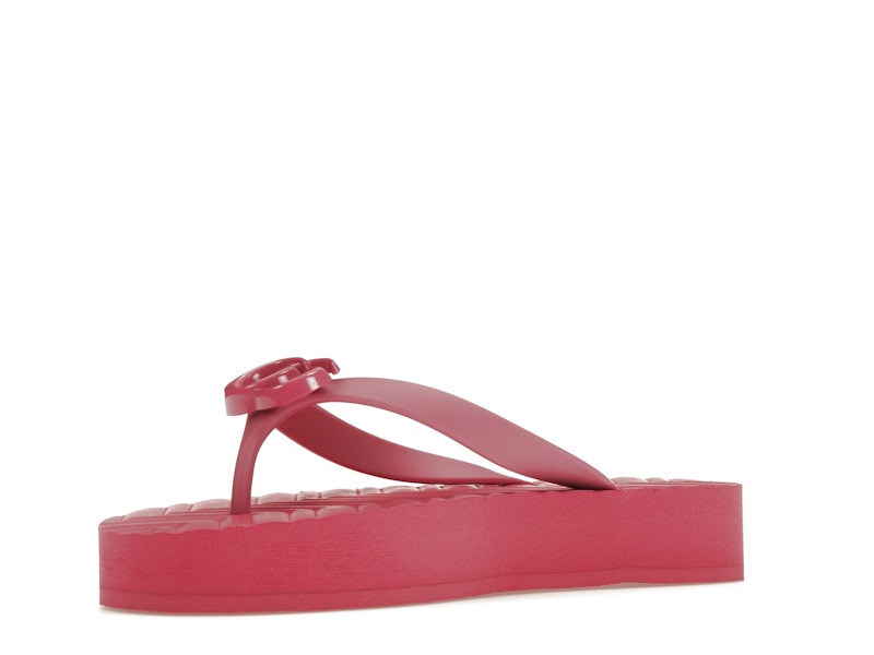Gucci Chevron Thong Sandal Pink Rubber