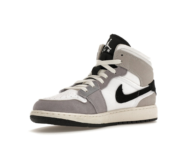 Jordan 1 Mid SE Craft White Cement Grey Black (GS)