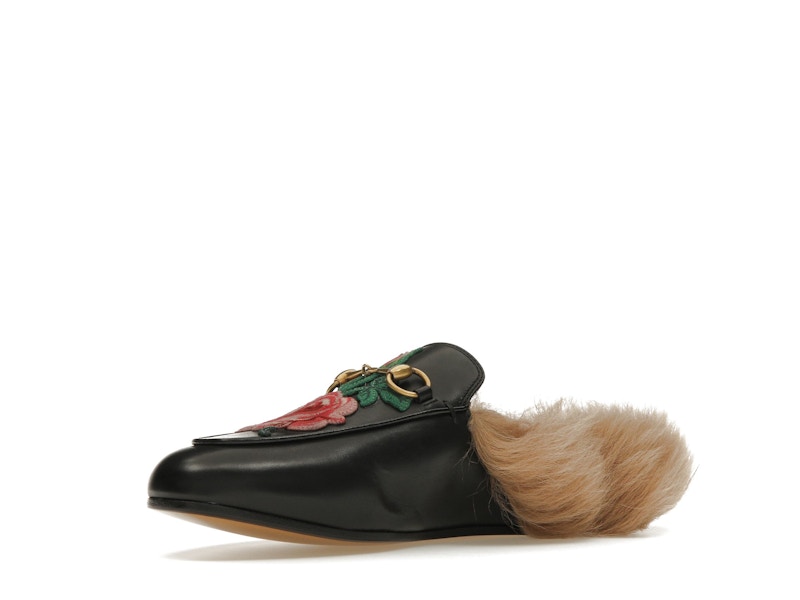 Gucci Floral Embroidered Princetown Mules Black (Women's)