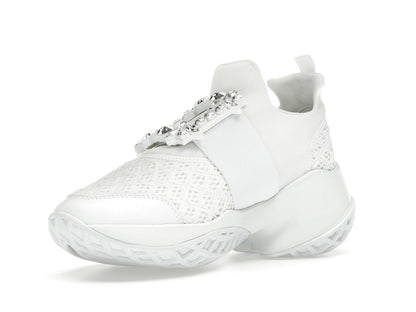 Roger Vivier Viv' Run Fabric White Crystal Buckle (Women's)