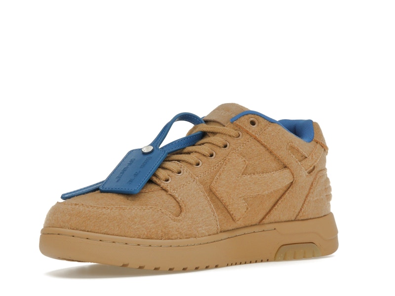 OFF-WHITE Out Of Office OOO Low Tops Camel Blue Wool