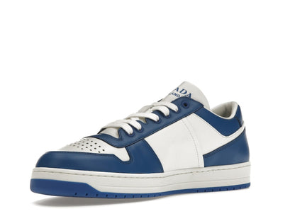 Prada Downtown Low Top Sneakers Leather White Cobalt Blue