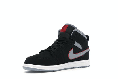 Jordan 1 Mid Black Particle Grey Gym Red (PS)