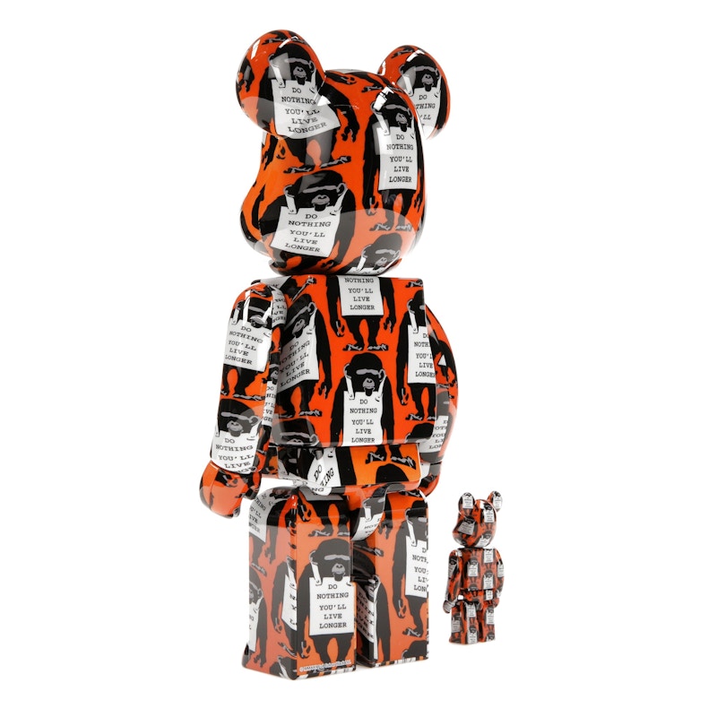 Bearbrick Monkey Sign 100% & 400% Set Orange