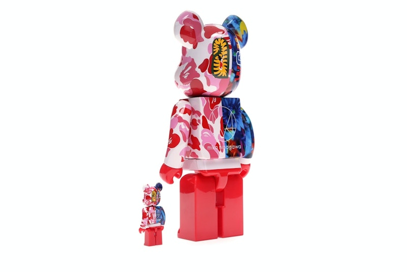 Bearbrick x Bape x Mika Ninagawa Shark 100% & 400% Set Pink