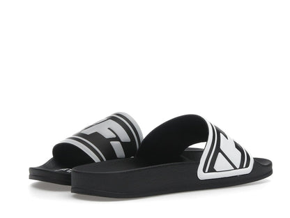 OFF-WHITE Embossed Logo Pool Slides Black White (Women's)
