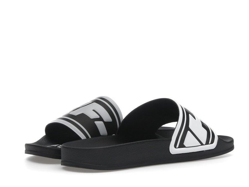 OFF-WHITE Embossed Logo Pool Slides Black White (Women's)