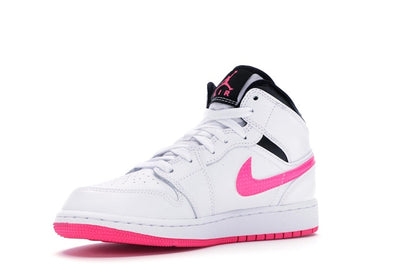 Jordan 1 Mid White Black Hyper Pink (GS)