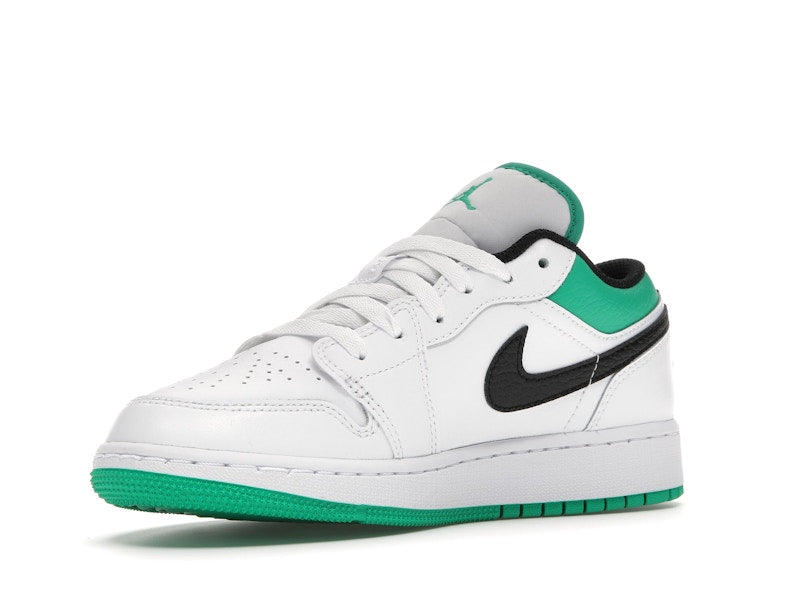 Jordan 1 Low White Lucky Green Tumbled Leather (GS)