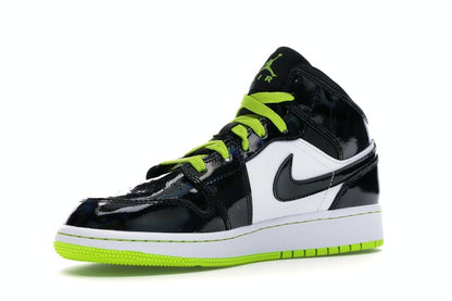 Jordan 1 Mid Black Cyber Mystic Green (GS)