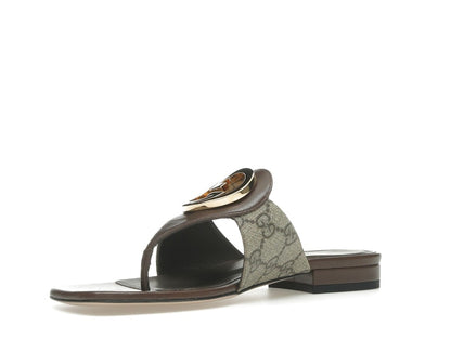 Gucci Blondie Thong Canvas Sandals Ebony (Women's)
