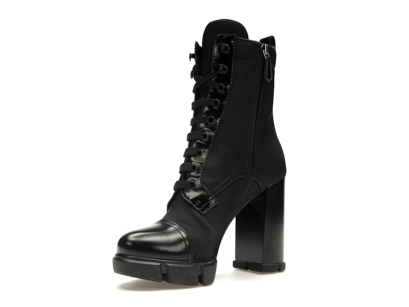 Prada 110 mm Nylon Booties Black Brushed Leather
