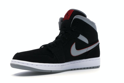 Jordan 1 Mid Black Particle Grey Gym Red