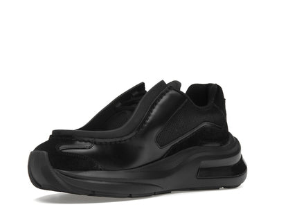 Prada Brushed Leather Sneakers Bike Fabric Suede Black