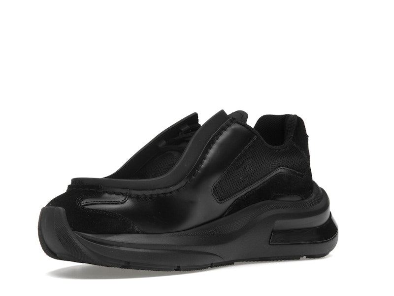 Prada Brushed Leather Sneakers Bike Fabric Suede Black