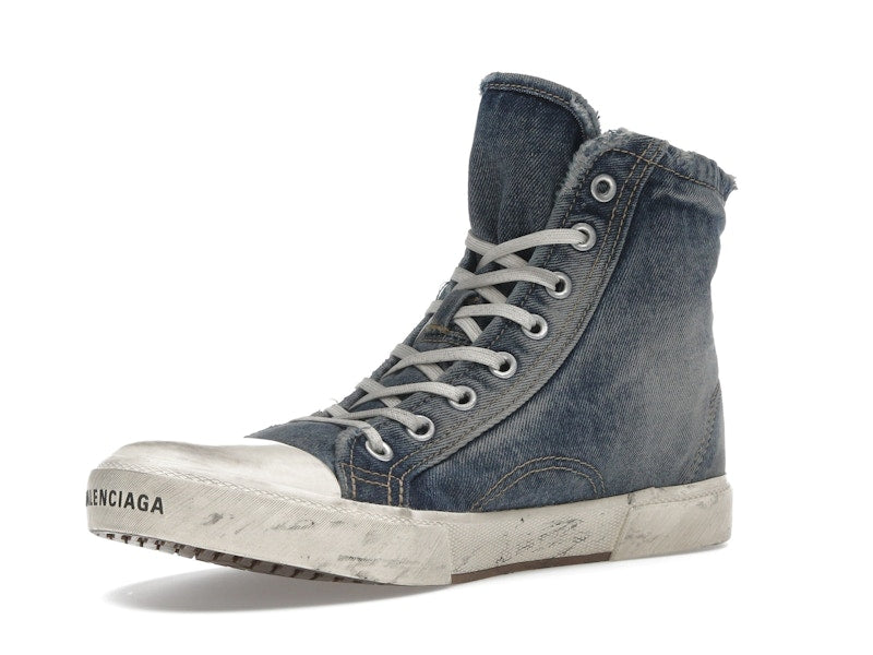 Balenciaga Paris High Top Blue Destroyed Denim