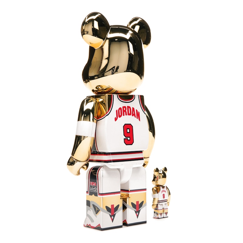Bearbrick Michael Jordan 1992 Team USA (Dream Team) 100% & 400% Set Gold Chrome