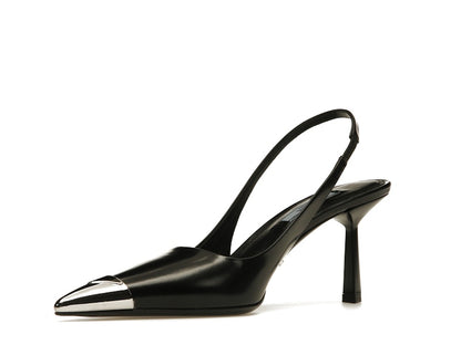 Prada 75mm Slingback Pump Black Leather