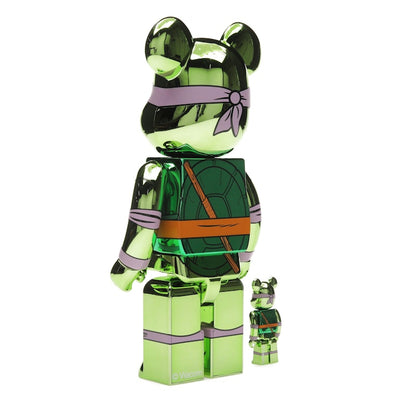 Bearbrick x Teenage Mutant Ninja Turtles Donatello 100% & 400% Set Chrome Ver.
