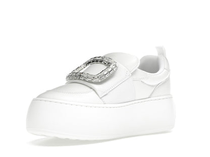 Roger Vivier Viv' Up White Crystal Buckle (Women's)