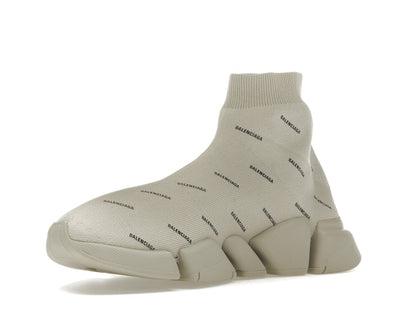 Balenciaga All Over Logo Speed 2.0 Beige