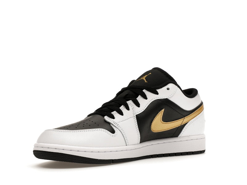 Jordan 1 Low White Black Metallic Gold Swoosh