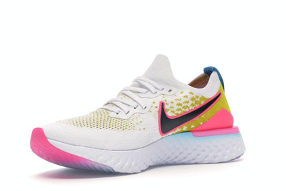 Nike Epic React Flyknit 1 White Pink Blast Citron