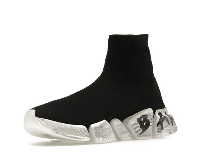 Balenciaga Speed 2.0 Graffiti Recycled Knit Black White