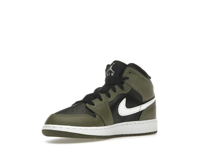 Jordan 1 Mid Black White Olive (GS)