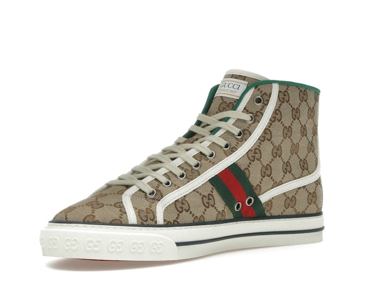 Gucci Tennis 1977 Canvas High Top Beige GG Print
