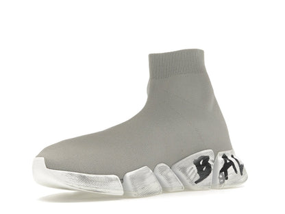 Balenciaga Speed 2.0 Graffiti Recycled Knit Grey White