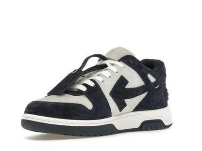OFF-WHITE Out Of Office OOO Low Tops White Navy Blue Suede