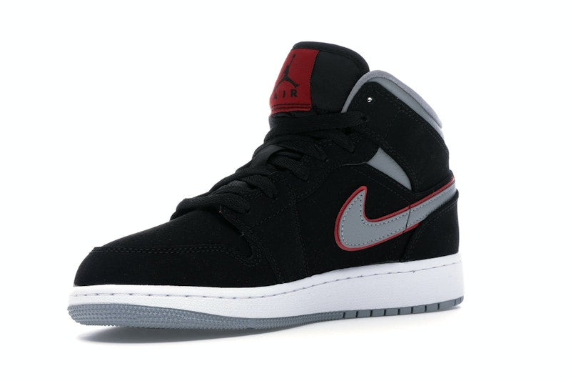 Jordan 1 Mid Black Particle Grey Gym Red (GS)