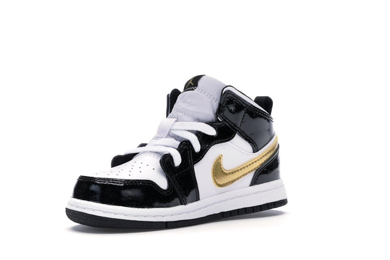 Jordan 1 Mid Patent Black White Gold (TD)