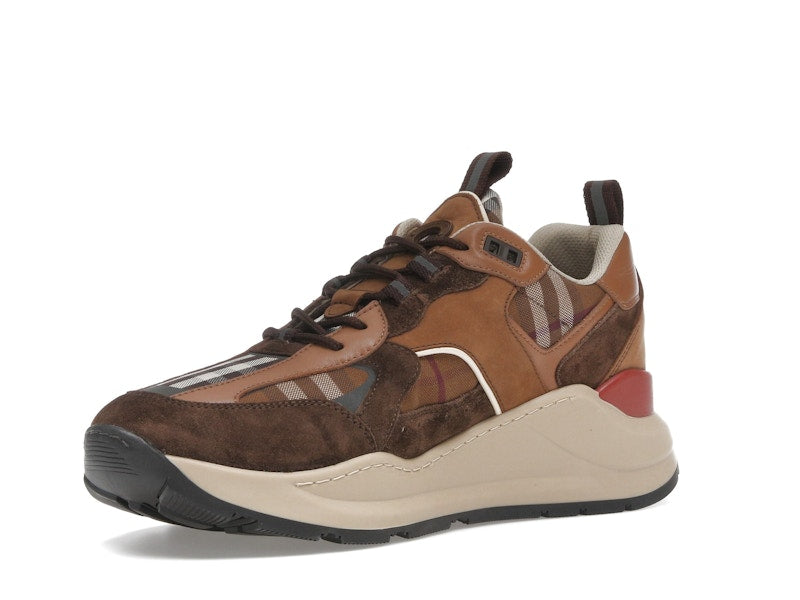 Burberry Check and Suede Sneakers Dark Birch Brown