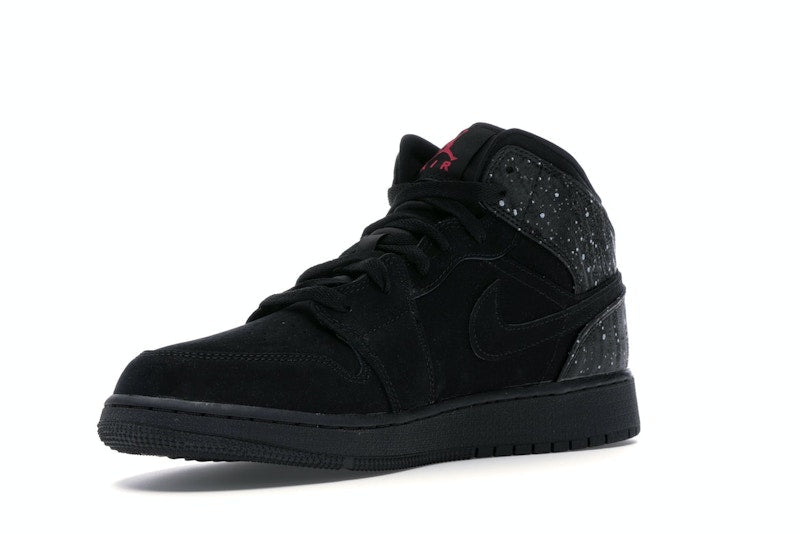 Jordan 1 Mid Black Rush Pink White Splatter (GS)