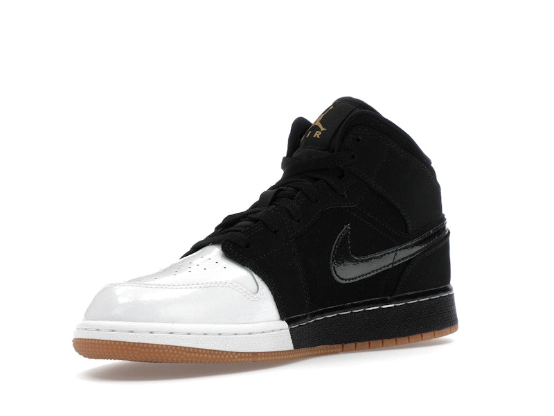 Jordan 1 Mid Black White Gold (GS)