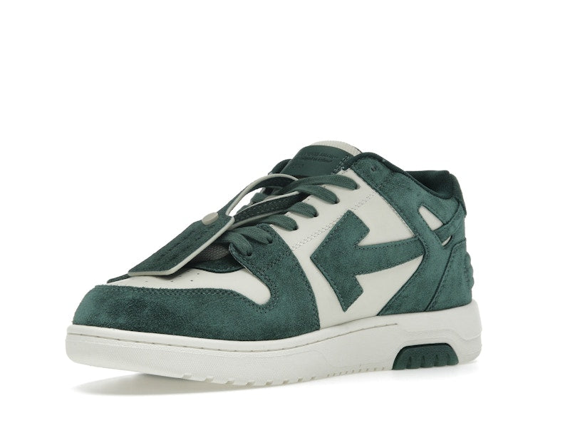OFF-WHITE Out Of Office "OOO" Low Tops Jet Green Ecru Suede