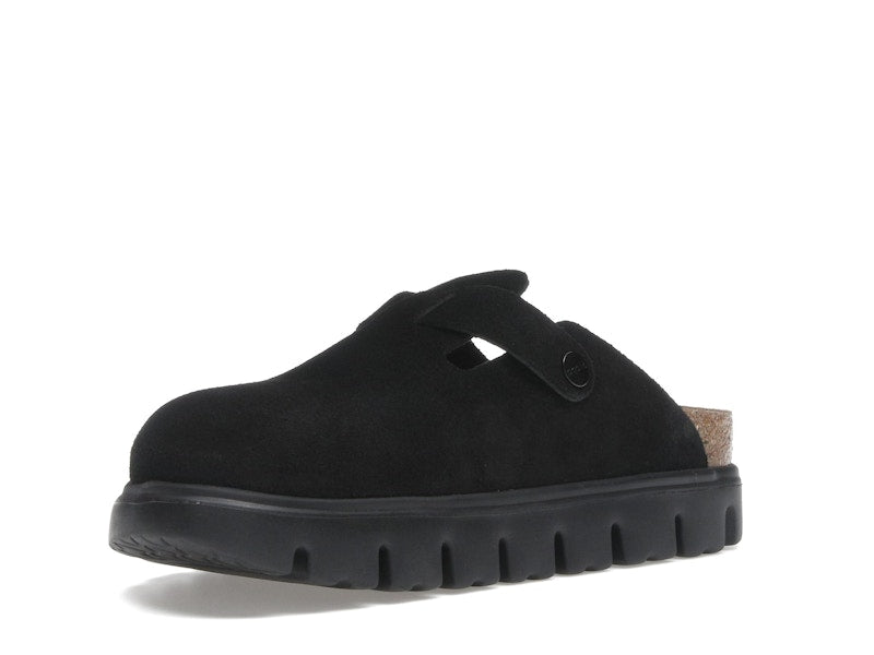 Birkenstock Boston Chunky Suede Black Black Sole (Narrow) (Women's)