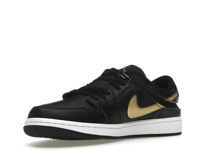 Jordan 1 Low FlyEase Black White Metallic Gold