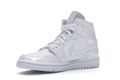 Jordan 1 Mid Triple White Patent Swoosh (Women's)